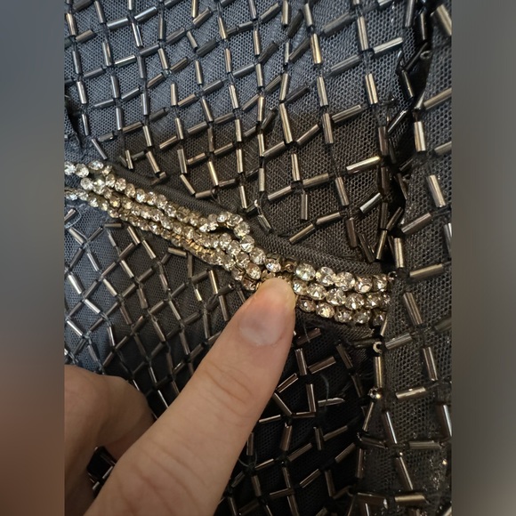 👗 NWT! Mac Duggal Beaded Wrap Over Puff Sleeve Dress - Picture 11 of 16